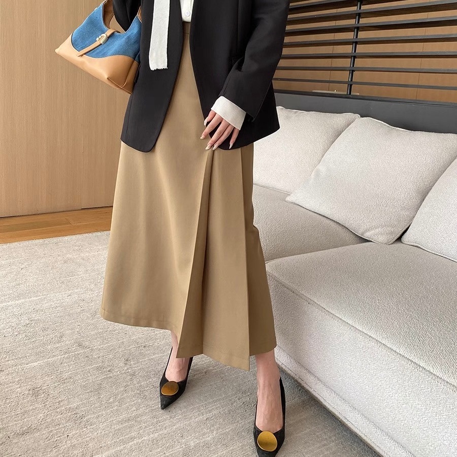 レディース スカート ボトムス プリーツスカート フレアスカート ロングスカート ミモレ ロング アシンメトリー Aライン フェミニン プリーツ ハイウエスト きれいめ シンプル 上品 おしゃれ