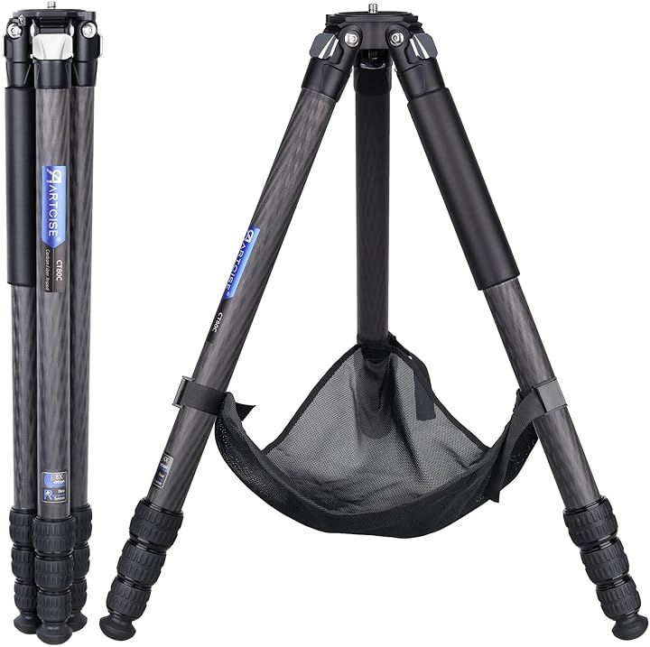 32.5cm管経 カーボン 三脚 コンパクト トラベル ファイバー カメラビデオ 4段ナットロック式 DSLR/一眼レフ/デジタルに適用 耐荷重20キロ