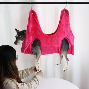 猫 グルーミングハンモックペット 用品子犬用 グルーミングバッグネイルバッグイヤークリーンL ピンク