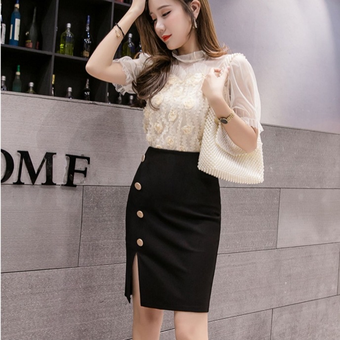 カジュアルタイトスカート サイドスリット入りスカート ボタン付きタイトスカート 膝丈スリット入りタイトスカート スカート ロングスカート タイトスカート 膝丈 ひざ丈 膝下 ミモレ ミモレ丈 スリム