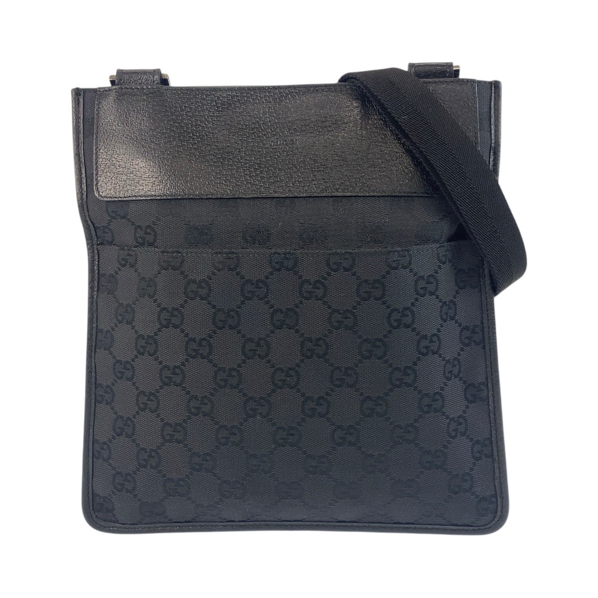美品 ブラック 黒 GGキャンバス/レザー 27639 ショルダーバッグ ポシェット レディース 501238