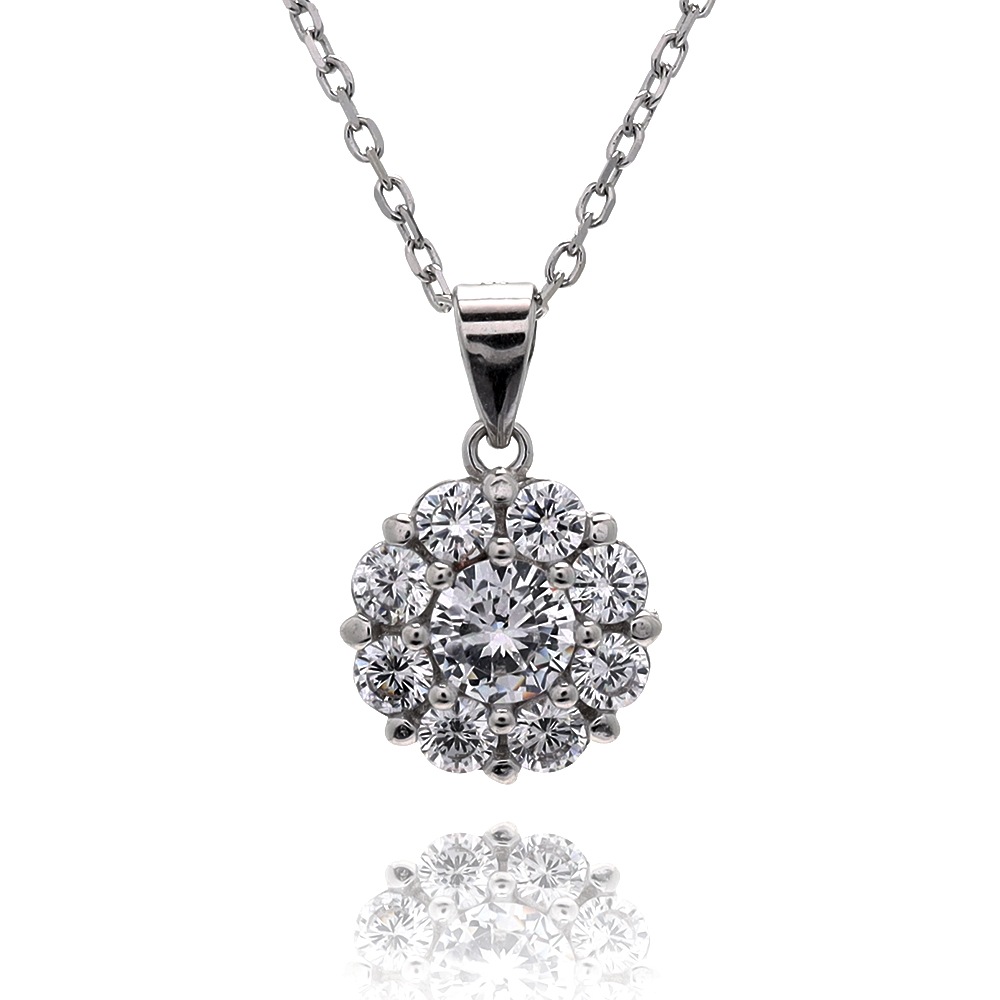 S925 ひまわり 花 ネックレス 銀 [fhns008-silver]