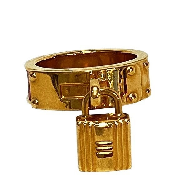 エルメス ケリー カデナモチーフ ゴールド×レッド GP×レザー スカーフリング【中古】