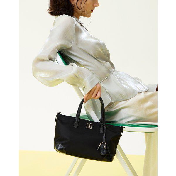 [26SS] [ベルフォード] ブラック クロコ 牛革配色ナイロントートバッグ S DCBA6E050BK