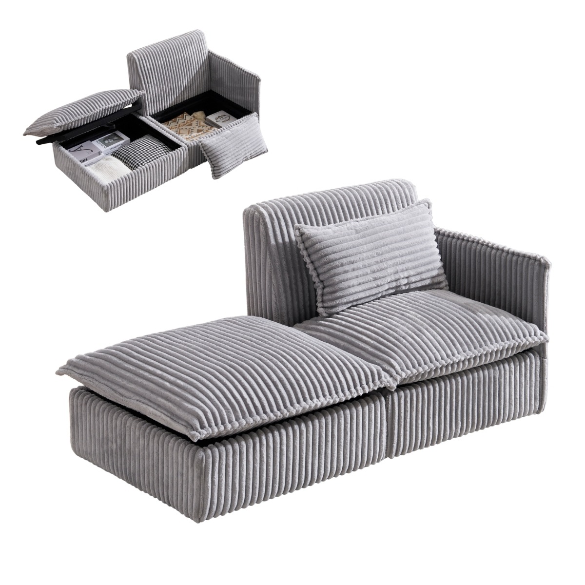 【国内へ発送&送·料·無·料】ソファー ソファーカウチ 二人掛けソファ 2P オードマン付き ふわふわ 収納付き 肌にやさしい 組み合わせソファ 可愛い外観 大容量の収納 枕付き ダイニング空間 一人 26,898円