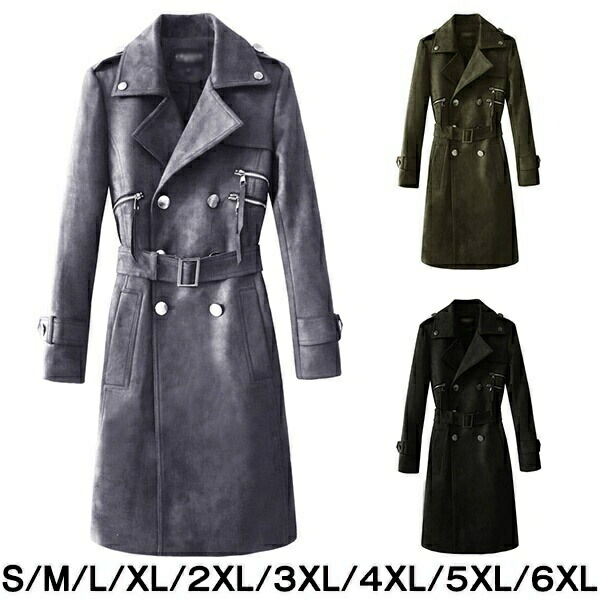 【期間特典】春コート スエード生地 ロング トレンチコート メンズ ロングコート 男性用 春コート ビンテージ風 スプリングコート ビジネス フォーマル 春秋コート メンズコート 防風 アウター 大