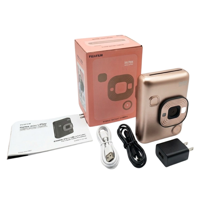 【中古 動作確認済】 富士フイルム チェキ インスタントカメラ スマホプリンター instax mini LiPlay ブラッシュゴールド