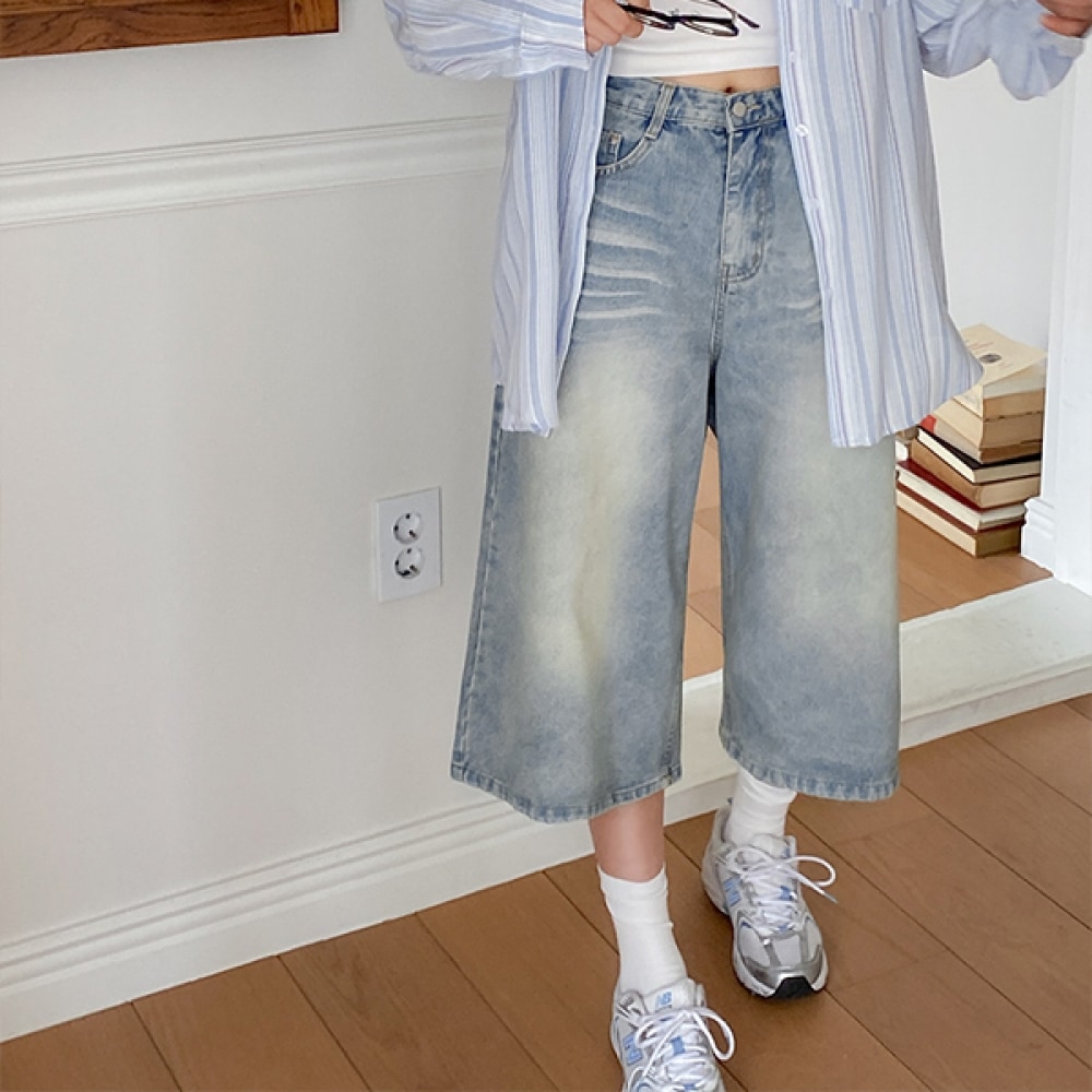 (JSTYLEのイーブレット) イーブレットヘンフィーズウォッシュ 7.5 バミューダデニムパンツ JSTYLE