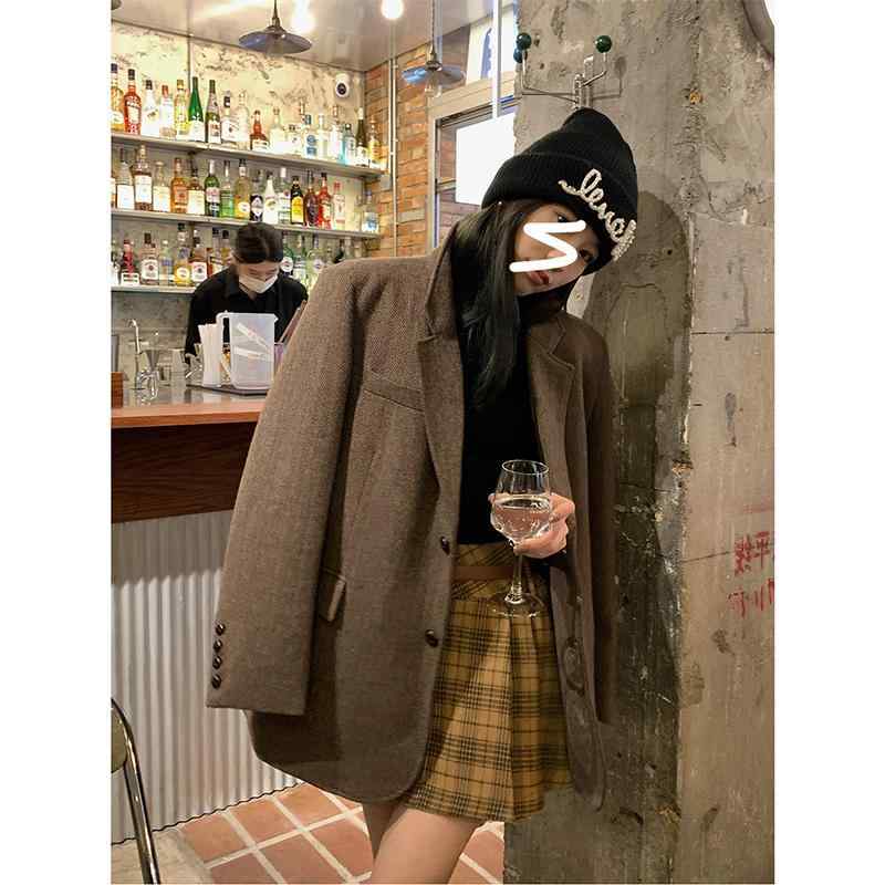 秋冬 コーデ レディース ファッション オシャレ 服 カワイイ シンプル 大人カワイイ 大きいサイズ ブラウン コート ハイエンド スーツ ウール 厚手 7,146円