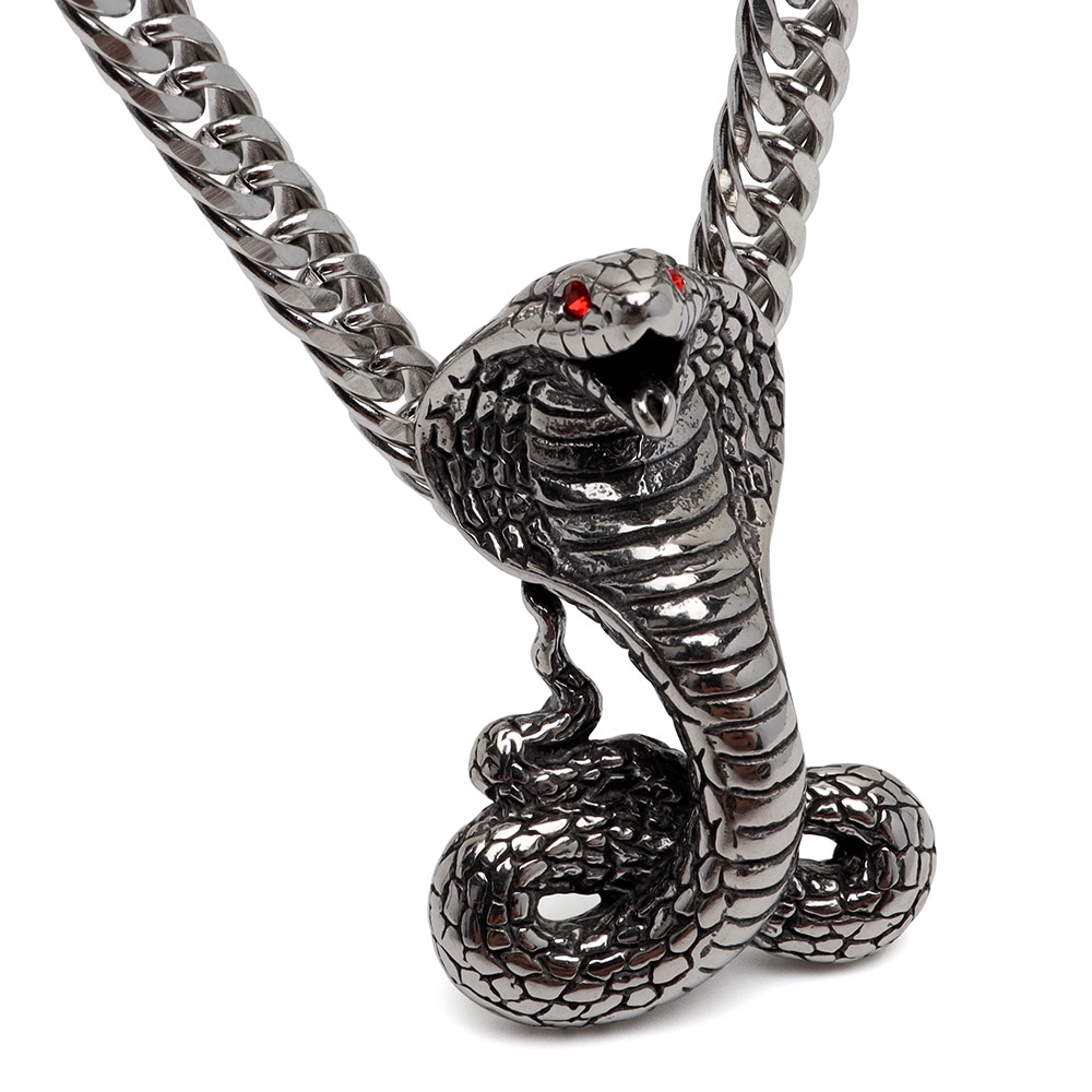 ステンレス リアルなスネークネックレス [nc136-n351]