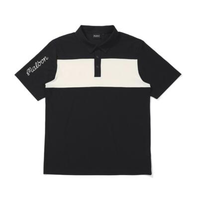 Malbon Golf純正 ル・クラブ・デュ・マルボン ブロックTシャツ ブラック（メンズ）