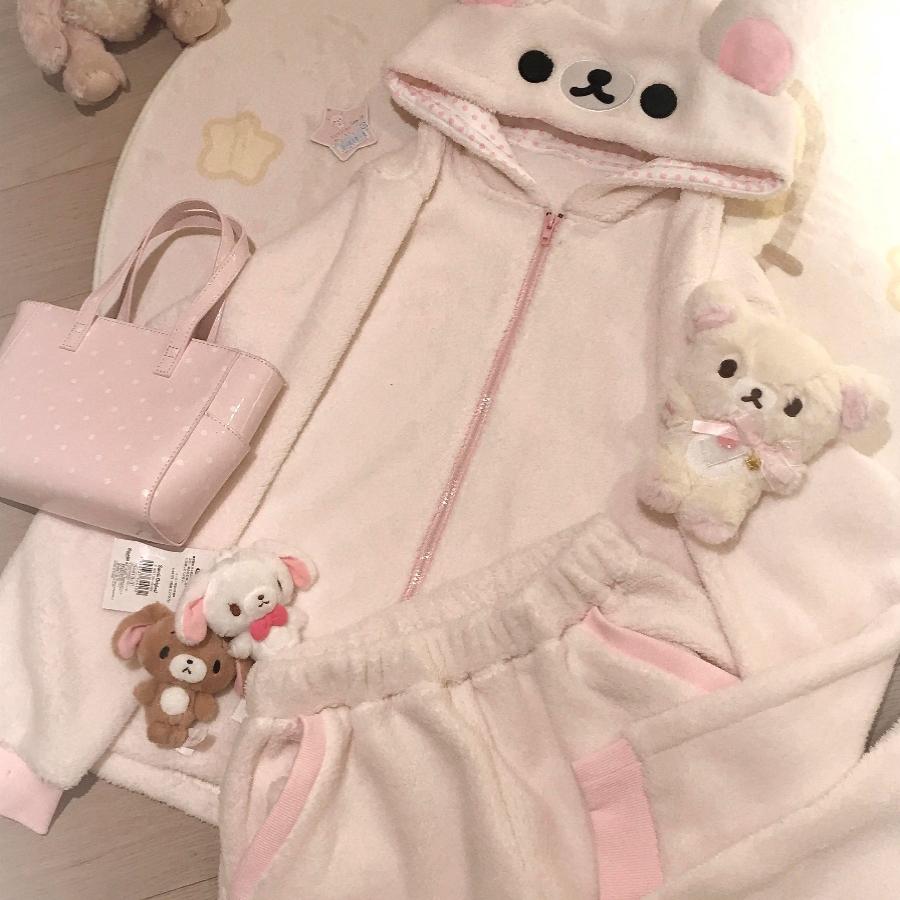女の子のかわいいリラックマフード付きフランネルパジャマレディース冬厚手ぬいぐるみホーム服スーツアウター 5,021円