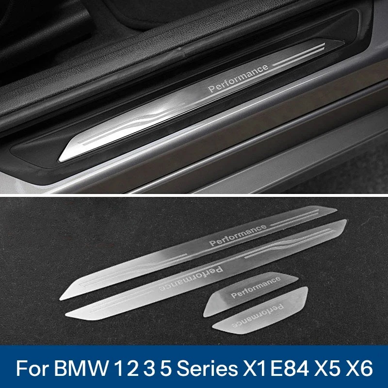 BMW 1・3・4・5シリーズ 3GT X1 X3 X4 X5 X6 E70 F25 F30 F10 F45 F15 E84 用 ドアシルカバー ウェルカムペダルガード プロテクター ステッカー 輸入
