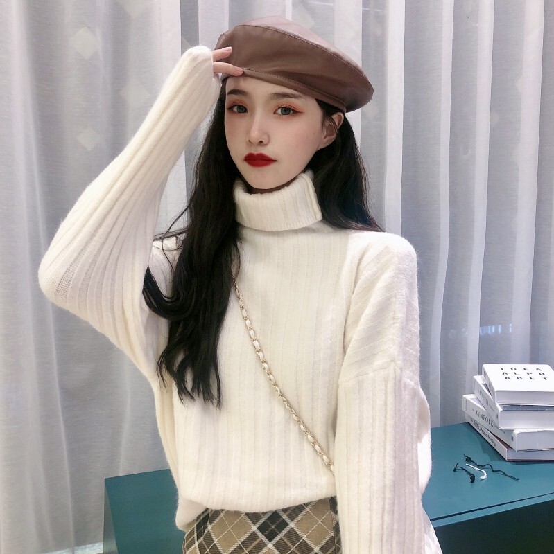 オーバーサイズ ゆるシルエット トップス セーター プルオーバー ミディアム丈 長袖