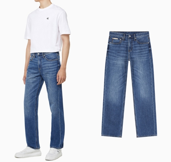 90s Straight Fit Mid Blue Jeans (J327064-1A4)