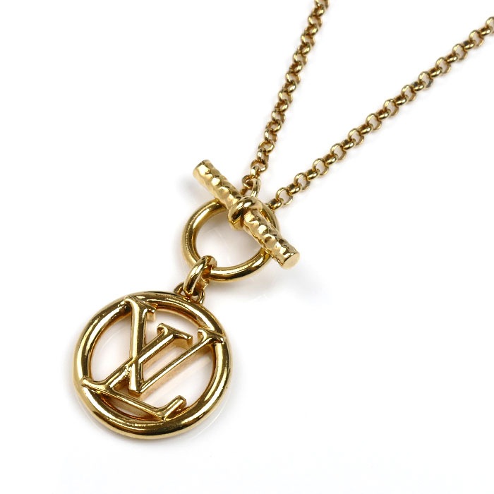 LOUIS VUITTON ルイ・ヴィトン メタル LV コリエ ベイビールイーズ ネックレス M00598 VA1211 46cm レディース 中古