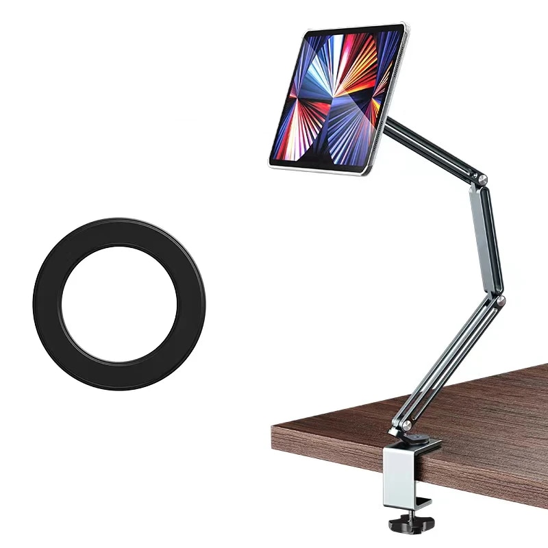 携帯電話,iPad,携帯電話,ラップトップ用の金属製タブレットスタンド,柔軟で調整可能 Silver Magnetic