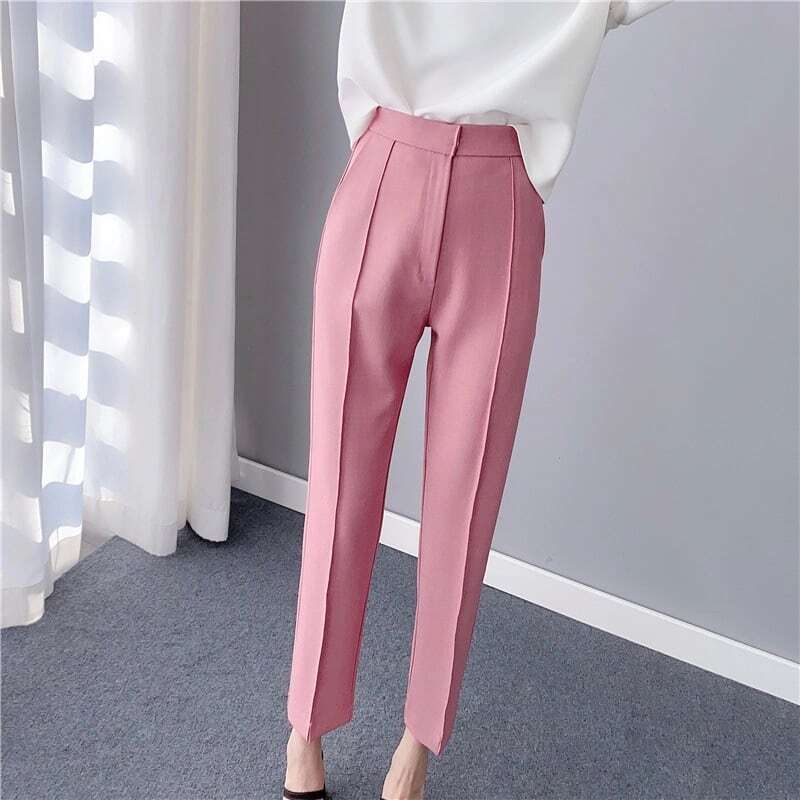 レディース 全2色ハイウエスト ペンシル パンツ センタープレイス ストレートパンツ 大人可愛い ママコーデ ママファッション 韓国系 オルチャン 人気 トレンド 新作 20代 30代 40代 きれい