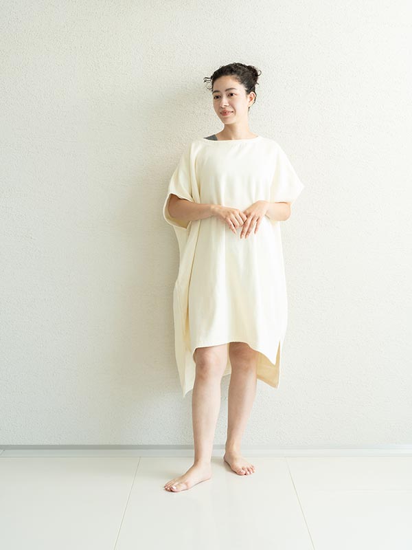 Wガーゼパイル湯上りバスポンチョ レディース パジャマ スリーピングウェア 綿100％ 【睡眠美容研究所】