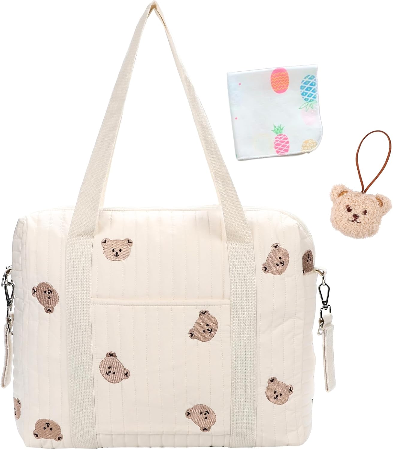 Happy RURU マザーズバッグ トート 大容量 ファスナー韓国風 イブル 軽量 ショルダー トートバッグ 肩掛け 自立 ベビーカー 出産祝い 旅行 お出かけ レディース 入院バッグ 哺乳瓶 お着