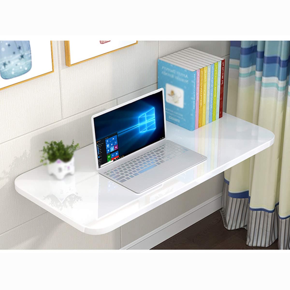 省スペースの壁掛け折りたたみテーブル - 小さなキッチンホームオフィスダイニングエリアに最適なコンパクトな白いデスク - 多目的ワークベンチ＆コンピューターステーション