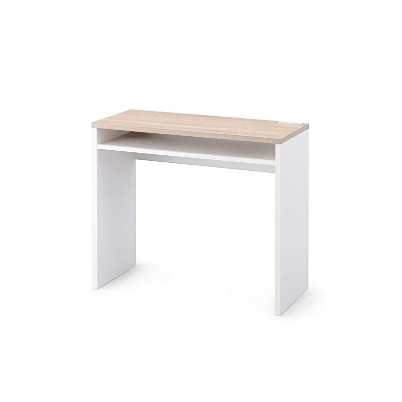 【即納】アイリスオーヤマ パソコンデスク PCデスク デスク 机 おしゃれ ワンルーム ドレッサー 2口コンセント付き コンセント ウッドデスク コンパクト WDK-800 ウォームホワイト/ライトナ