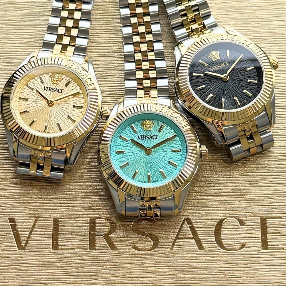 ヴェルサーチェ 腕時計 レディース VERSACE GRECA TIME LADY ゴールド ブルー ブラック 高級 ブランド メタルベルト おしゃれ 女性 プレゼント ギフト VE9CA0925 V