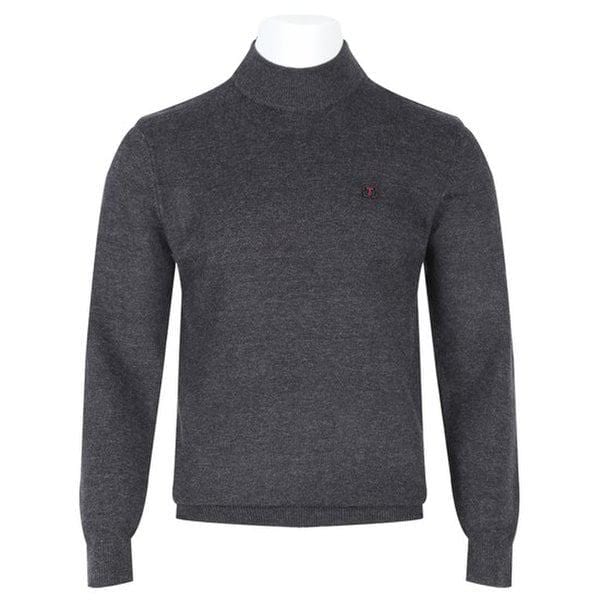 メンズソフトウールハーフネック長袖ニットTシャツ BGM-KN-Q002-チャコール