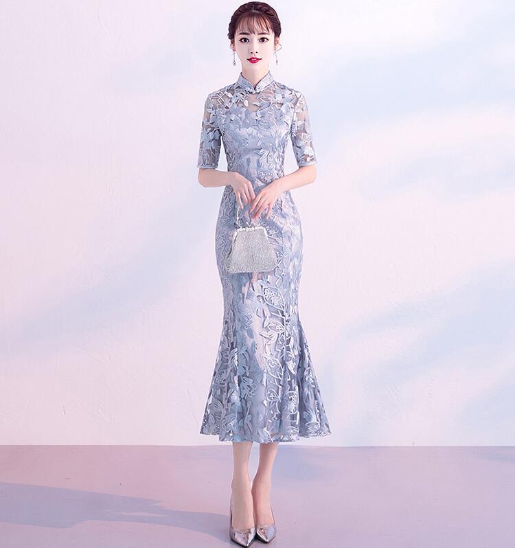 パーティードレス 結婚式 エレガント マーメイドドレス レディース ワンピース チャイナ風 チャイナドレス ロングドレス きれいめ お呼ばれドレス 二次会 発表会 演奏会 大きいサイズ 小さいサイズ