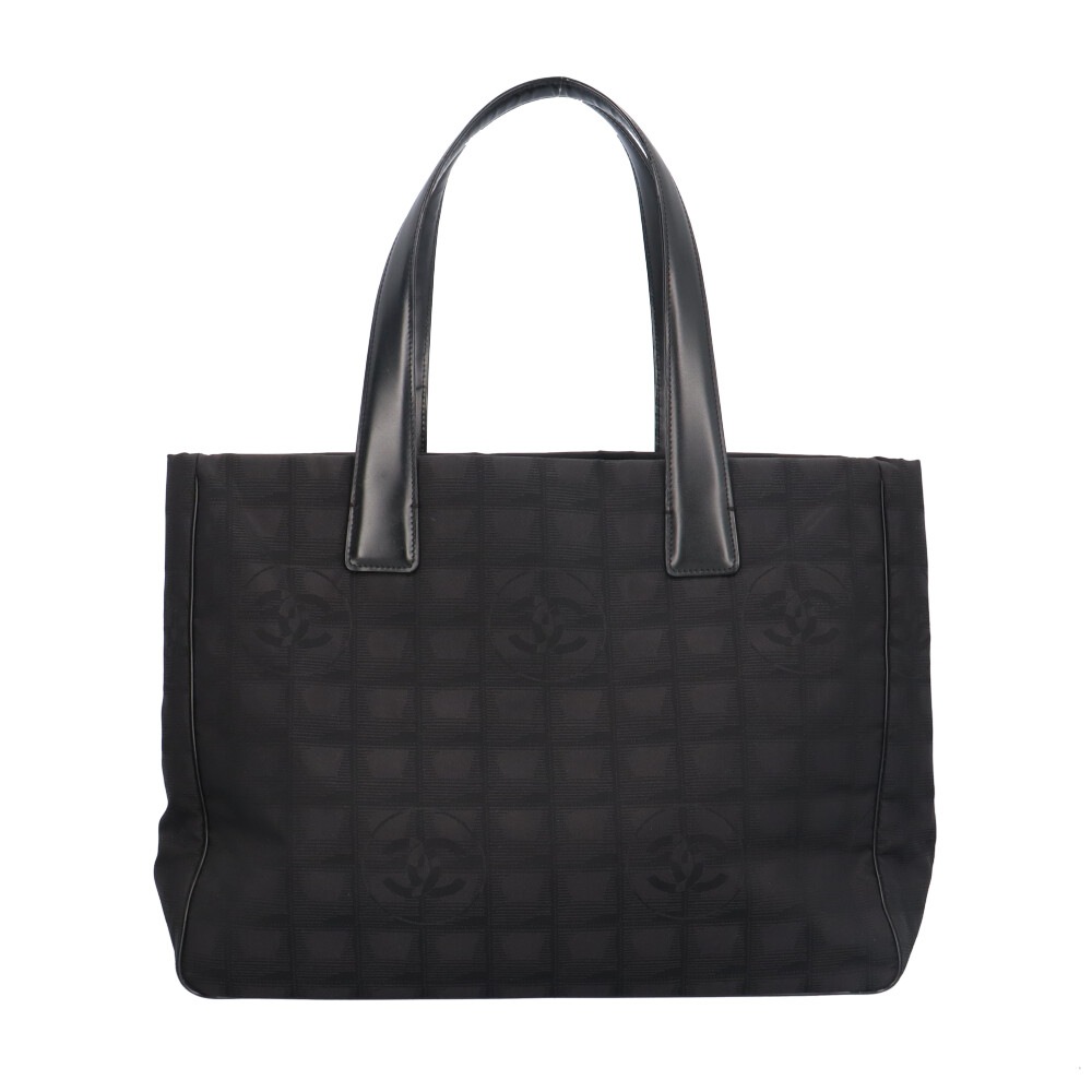 シャネル トートMM ニュートラベル トートバッグ ナイロンジャガード A15991 ブラック CHANEL 中古 美品