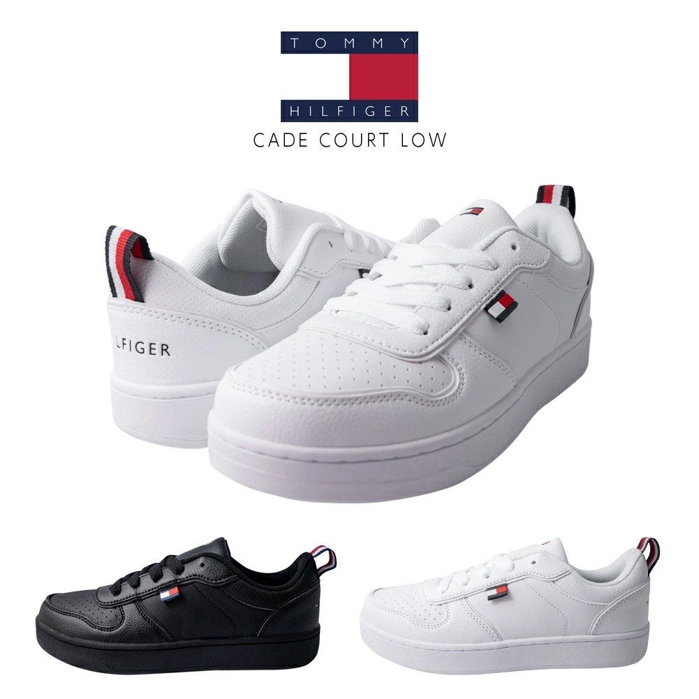 トミーヒルフィガー スニーカー CADE COURT LOW 歩きやすい 合成皮革 ベーシック ローカット ホワイト ブラック 22.5cm24.0cm シンプル キレイめ th100931その他 スニーカー・スリッポン
