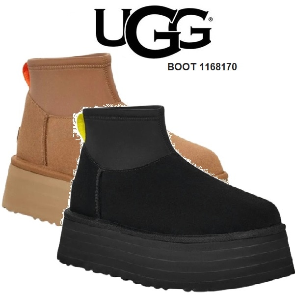 ムートン 厚底　ショート　ブーツ スエード クラシック ミニ ディッパー レディース　1168170