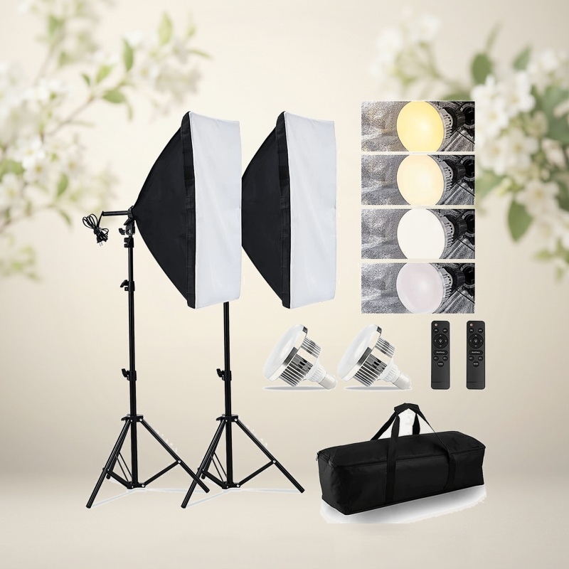 ソフトボックス【 2026業界新進化 LED撮影用ライト】写真撮影ソフトボックス 50x70cm 照明キット 遠隔操作 3色ライトモード 2800K-6000K 撮影用照明 写真照明用セット 三脚付き