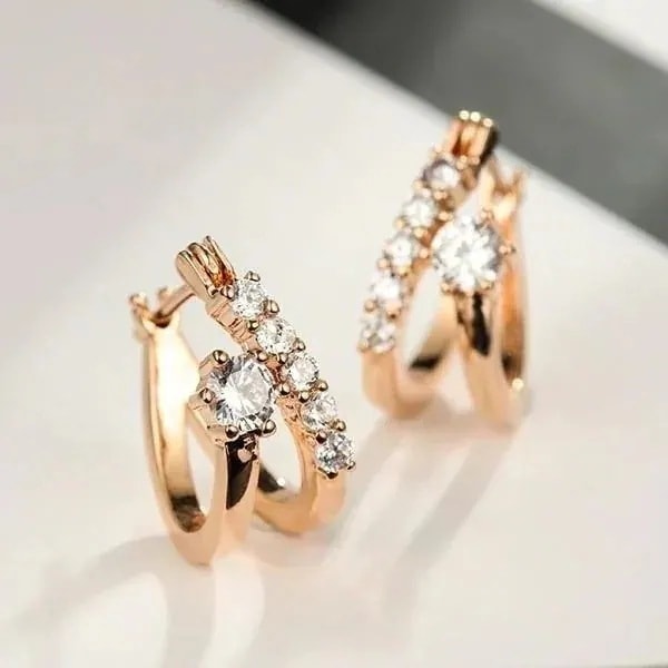 大好評ピアス レディース 両耳 5連彩石 上品 誕生日 記念日 クリスマス 母の日 ホワイトデー K金RGP 金属アレルギー対応