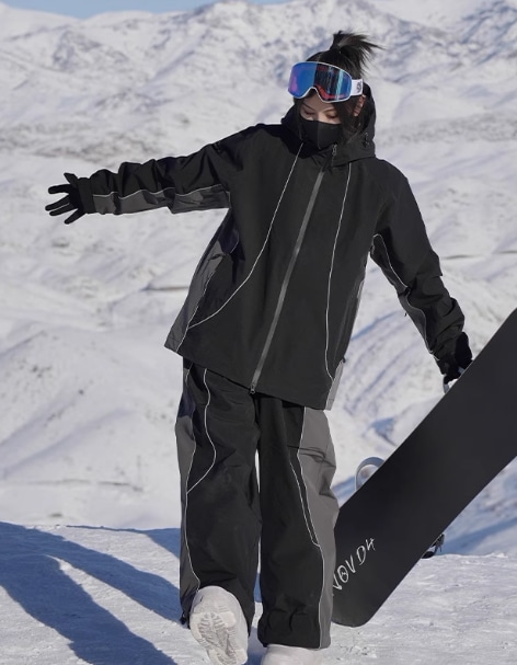 2024新作 韓国風 スノーボードウェア メンズ レディース 上下セット 男女通用 スキーウェア アウター ジャケット パンツ