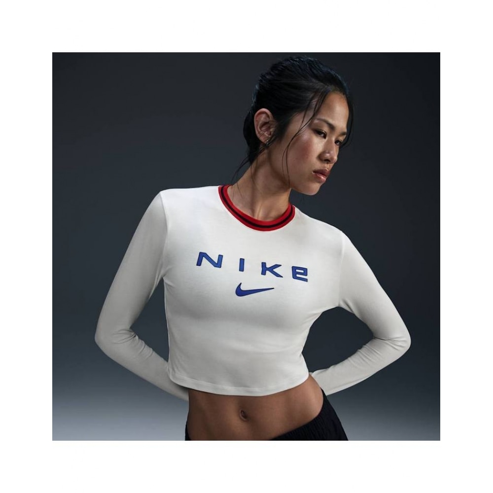 ナイキスポーツウェアチルスリムフィットクロップドニット長袖Tシャツセール FZ2858-133