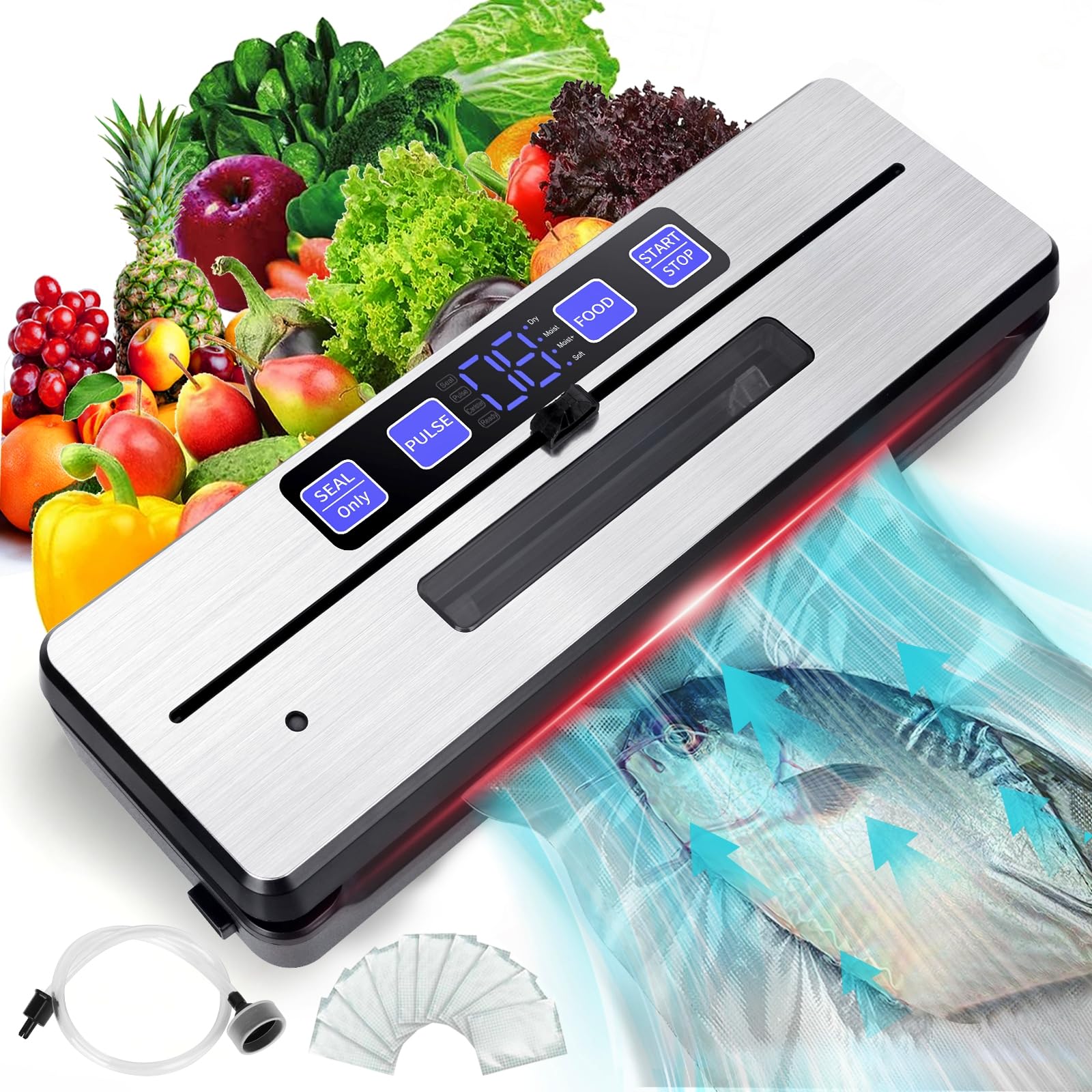 Favoreal 真空パック機 フードシーラー 家庭用【2025新 95kpa吸力】真空密封パック機 汁物対応 真空パック器 強力 乾湿両用 多機能 真空保存食品 脱気シーラー 収納補助 鮮度長持ち