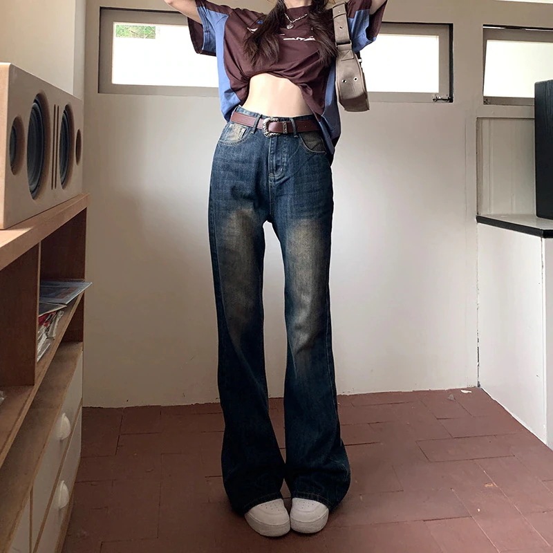 最安値! ひんやりボトムス レトロ ゆったり デニムボトムス 秋 新作 着やせ ハイウエスト ロングズボン スキニーパンツ スラックスパンツ