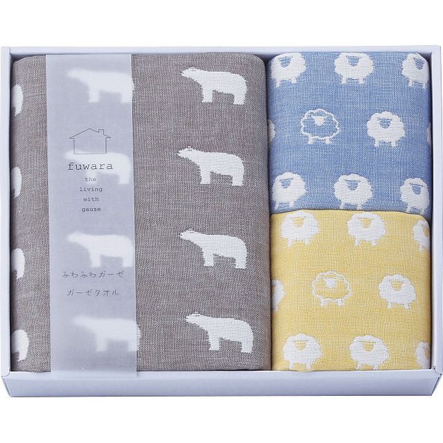 ふわら 六重織バス/フェイスタオルセット ブラウン