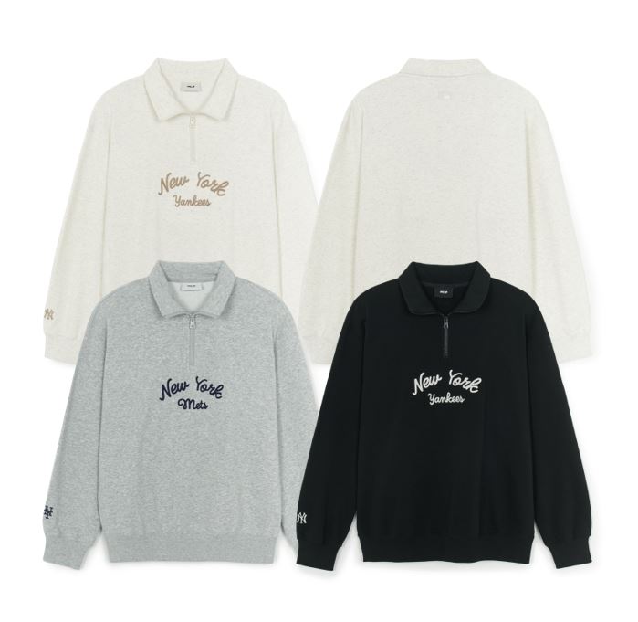 Basic Lettering Semi Zip-up Sweatshirt (3AMTB3354-50CRM, 3AMTB3354-09MG,3AMTB3354-50BKS) 9,245円