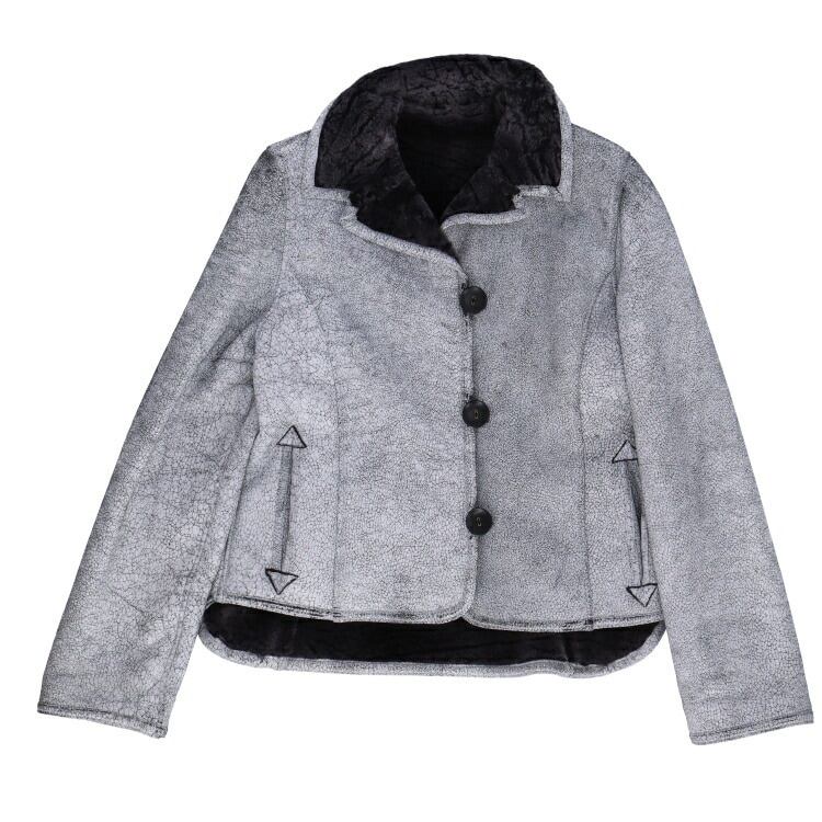 ラム Wフェイス ファー ジャケット 2トーン ホワイト ＆ グレー 送料無料 レディース ギフト プレゼント