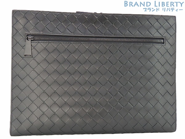 美品ボッテガヴェネタイントレチャートドキュメントケースクラッチバッグセカンドバッグハンドバッグブラック603432
