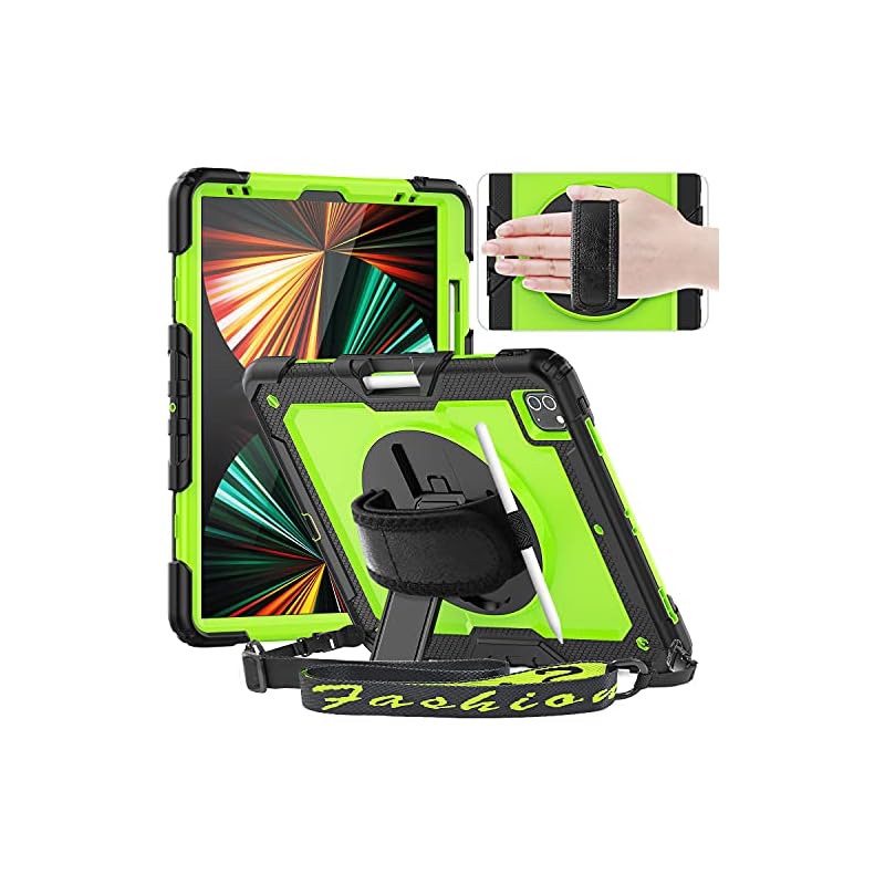 Timecity iPad Pro 12.9 ケース 2022新型 第6/ 5/ 4/ 3世代 頑丈 耐衝撃 ワイヤレス充電対応 スタンド機能 保護フィルム付き ペン収納 ハンドストラップ付き 肩掛け 5,459円
