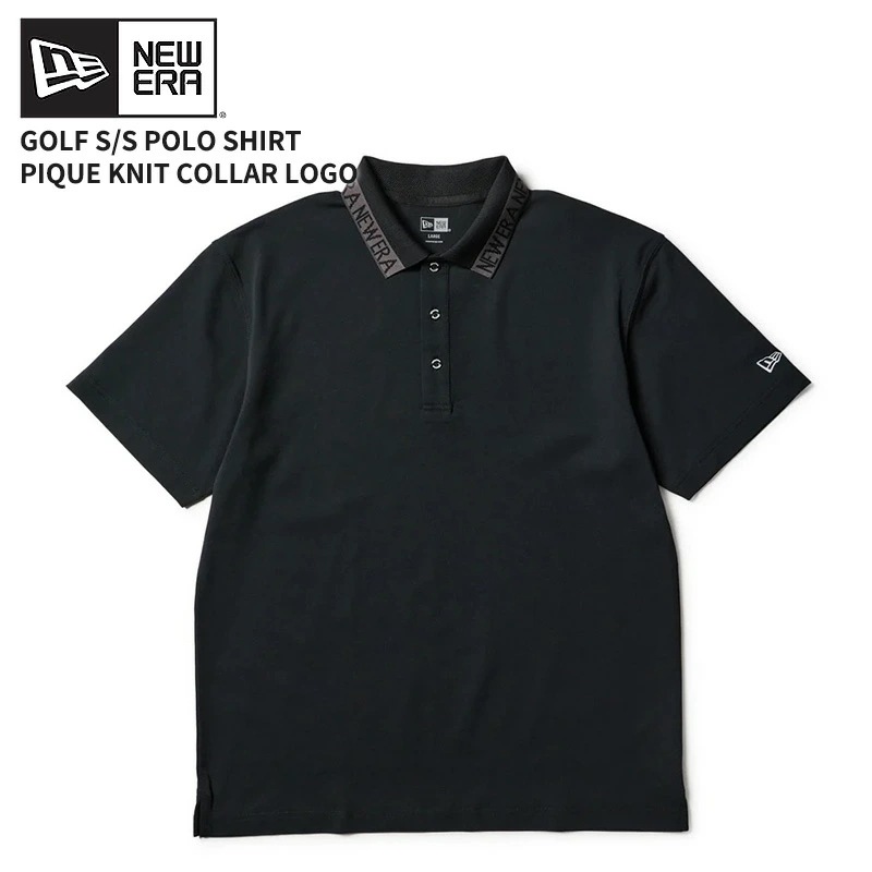 ニューエラ 半袖ポロシャツ 鹿の子 Collar Logo ブラック ゴルフ カットソー 14859945