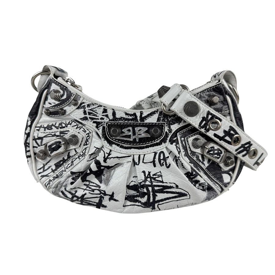 バレンシアガ BALENCIAGA ショルダーバッグ Le Cagole XS レザー ホワイト/ブラック レディース z6121