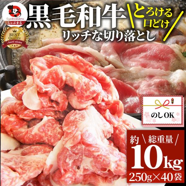 牛肉 肉 黒毛和牛 しゃぶしゃぶ すき焼き 贅沢 霜降り 切り落とし たっぷりメガ盛り 10kg(250×40p) お歳暮 クリスマス ギフト 食品 プレゼント お祝い