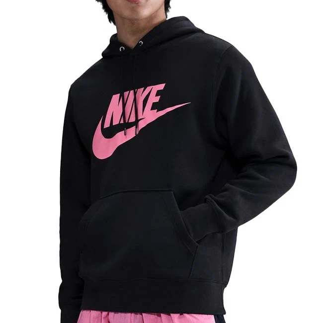 ナイキ(NIKE) 2025 HO メンズ CLUB クラブ フリース プルオーバー 長袖フーディ パーカー FN3869-011BK×ピンクシクル