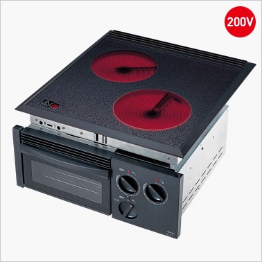 調理器具 サンカコウギョウ SRH-252G ハイラジエントヒーター 200V 2口 ロースター付 幅45ｃｍ ブラック ロースター切替え止