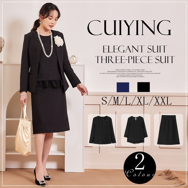 【CY.上品】 上下3セット スーツセット シフォンドッキング セットアップ 30代 40代 50代 ママスーツ 卒業式 入学式 入園式 通勤 フォーマル メガ割