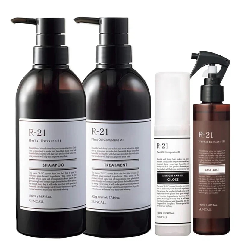 サンコール R-21 シャンプー 500mL + トリートメント 500g + ヘアオイル グロス 100mL + ベースミスト 180mLセット エイジング毛 ハリコシ ヘマチン ボリュームアップ
